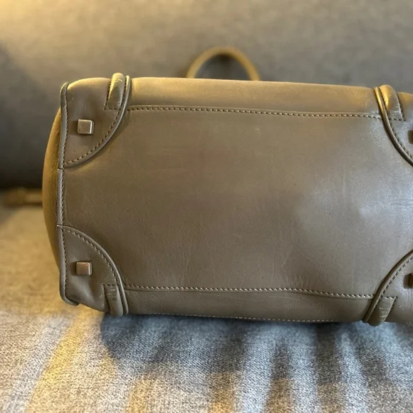 Celine Olive Green Leather Mini Luggage Tote - Picture 10 of 16